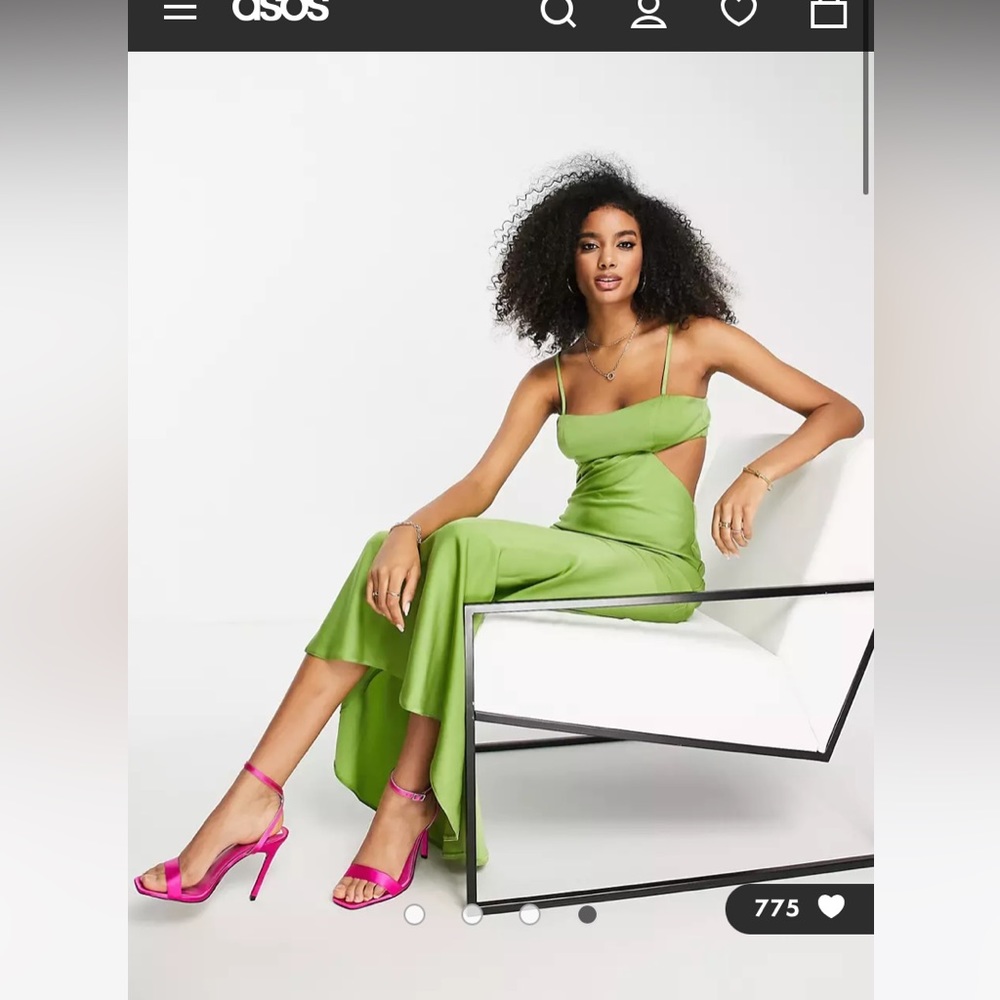ASOS DESIGN satin maxi dress with cut out and tie back detail size 4 - Picture 4 of 6